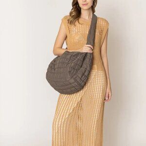 NWT Olive Green Cora Quilted Puffer Tote Bag Large Shoulder Travel Work Purse